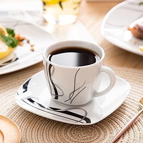  VEWEET Tafelservice Fiona aus Porzellan 60 teilig | Kombiservice beinhatlet Kaffeetassen 175 ml, Untertasse, Dessertteller, Speiseteller und Suppenteller| Komplettservice fuer 12 Pe