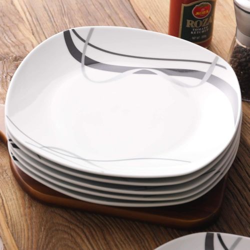  VEWEET Porzellan Speiseteller Fiona 6-teilig Set | Durchmesser 24,7 cm | Erganzung zum Tafelservice Fiona | Essteller fuer 6 Personen