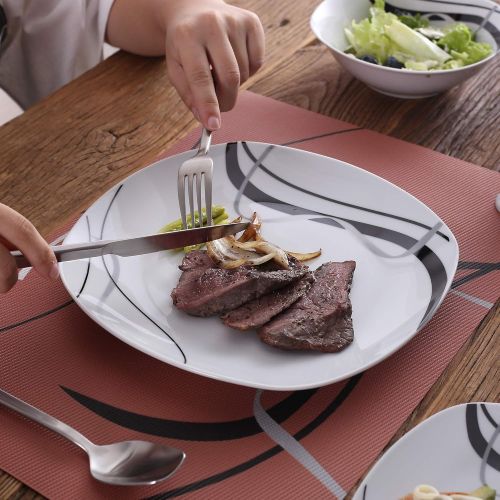  VEWEET Porzellan Speiseteller Fiona 6-teilig Set | Durchmesser 24,7 cm | Erganzung zum Tafelservice Fiona | Essteller fuer 6 Personen