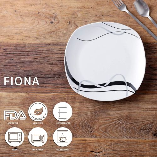  VEWEET Porzellan Speiseteller Fiona 6-teilig Set | Durchmesser 24,7 cm | Erganzung zum Tafelservice Fiona | Essteller fuer 6 Personen