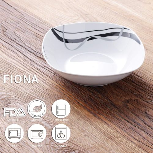  VEWEET Porzellan Gross Salatschuessel Fiona, 2-teilig Salatschalen Suppenschalen | Fuellmenge 1050 ml | Erganzung zum Tafelservice Fiona