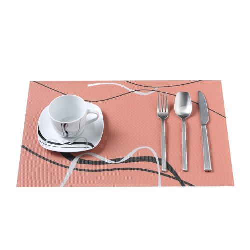  VEWEET Serie Fiona 12-teilig Set Platzset, PVC Design Platzdeckchen, Tischset, Waschbar, 45 x 30 cm
