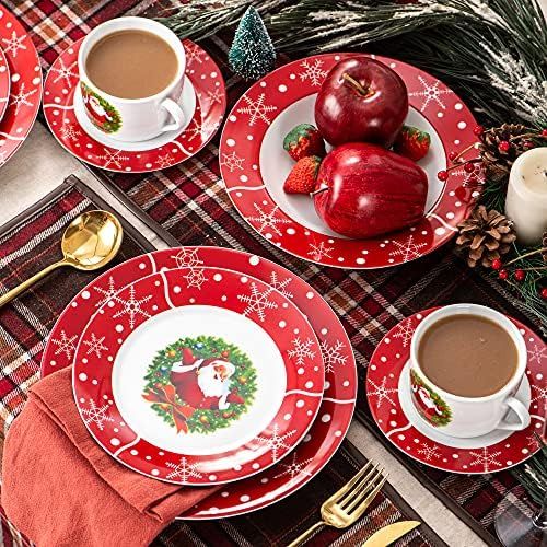  Visit the VEWEET Store VEWEET SANTACLAUS Series 30-, 60-, 18-, 36-, 20-Piece Porcelain Dinner Set Porcelain Crockery Service Coffee Service for Christmas