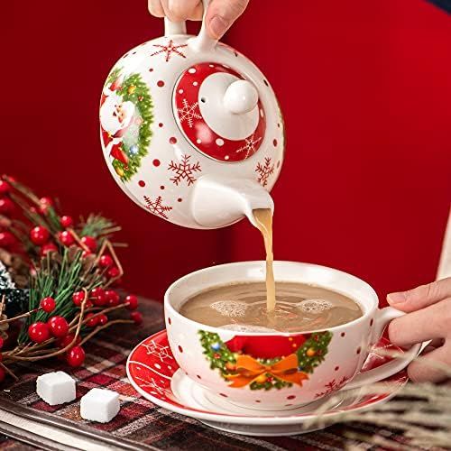  Visit the VEWEET Store VEWEET SANTACLAUS Series 30-, 60-, 18-, 36-, 20-Piece Porcelain Dinner Set Porcelain Crockery Service Coffee Service for Christmas