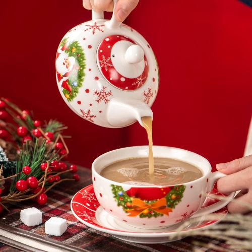  Visit the VEWEET Store VEWEET SANTACLAUS Series 30-, 60-, 18-, 36-, 20-Piece Porcelain Dinner Set Porcelain Crockery Service Coffee Service for Christmas