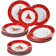 Visit the VEWEET Store VEWEET, Christmas Tree series, porcelain 18-piece dinner set, plate set for Christmas.