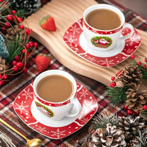  Visit the VEWEET Store VEWEET SANTACLAUS Series 30-, 60-, 18-, 36-, 20-Piece Porcelain Dinner Set Porcelain Crockery Service Coffee Service for Christmas