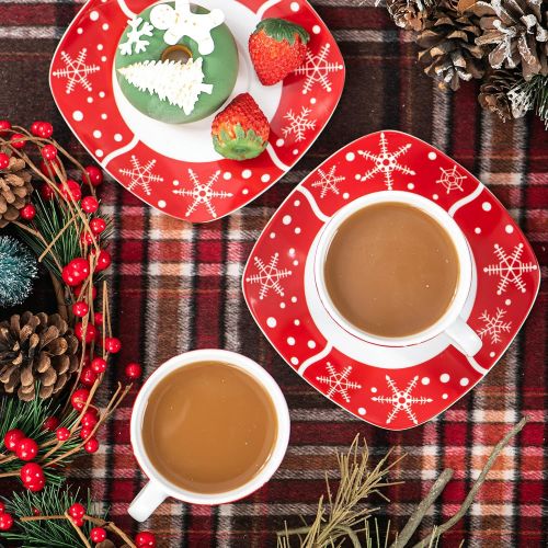  Visit the VEWEET Store VEWEET SANTACLAUS Series 30-, 60-, 18-, 36-, 20-Piece Porcelain Dinner Set Porcelain Crockery Service Coffee Service for Christmas