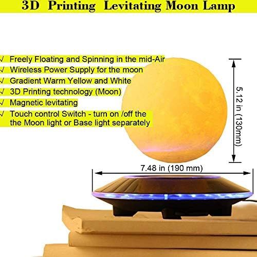  VGAzer Magnetische schwebende Mond lampe Schweben und Spinnen in der Luft frei mit stufenweise wechselnden LED-Leuchten zwischen gelb und weiss fuer Haus oder Buero Dekoration, einzig