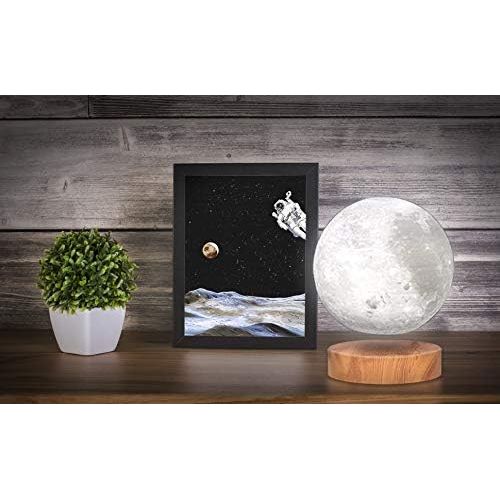  VGAzer Schwebende Mond Lampe,In der Luft frei schweben und spinnen mit hoelzerner Basis und Mondlicht des Druck-3D,fuer einzigartige Geschenke, Room Decor, Nachtlicht, Schreibtisch T