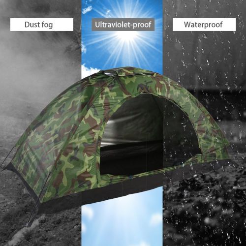  VGEBY Campingzelt fuer eine Person Tarnung UV Schutz Wasserdichtes Zelt fuer Camping Wandern Outdoor-Aktivitaeten