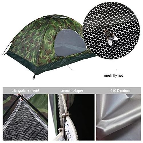  VGEBY Campingzelt 2 Personen Wasserdicht UV Schutz Camouflage Zelt fuer Outdoor Sports Klettern Wandern