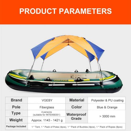  VGEBY Boat Sun Shade Shelter, 2-4 Persons Portable Boat Tent Boat Sun Awning