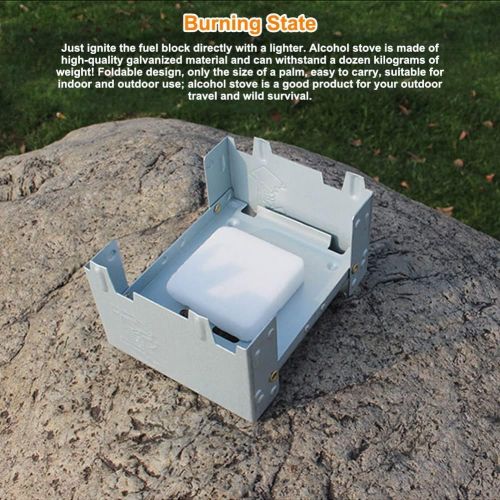  VGEBY Folding Stove, 95 x 75mm Solid Fuel Camping Portable Stove for Outdoor Cooking Backpacking