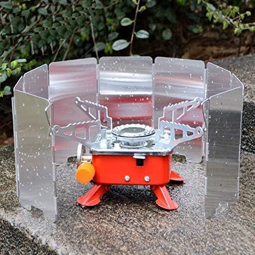  VGEBY Outdoor Stove Windscreen, Outdoor Mini Portable Foldable 9-Plate Gas Stove Wind Shield Camping Stove Windscreen Cooking Stove Windscreen with Carrying Bag