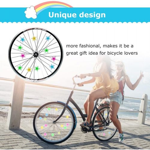  VGEBY Bike Wheel Spoke Beads, Plastic Luminous Bicycle Tire Spoke Bead Clip Decorations(36PCS Star Beads)
