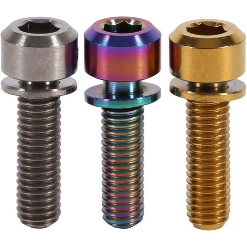  VGEBY 6Pcs Bicycle Water Bottle Cage Bolts M5 x 18mm Screws Titanium with Washers ( Color : Titanium )