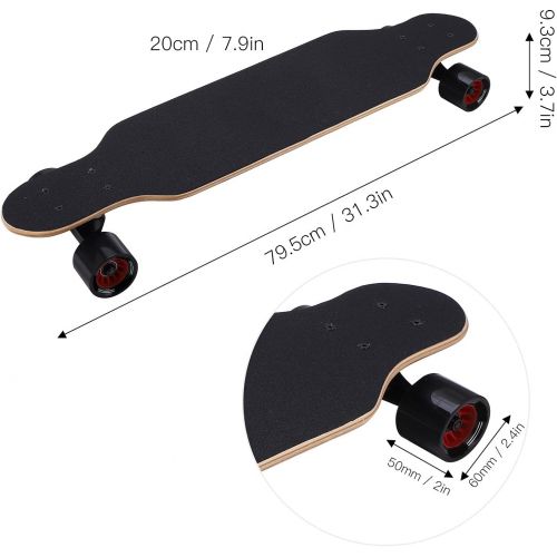  VGEBY Puente Professional Maple Double Kick Deck Cruiser Longboard Alien Pattern Skateboard for Adult (Black