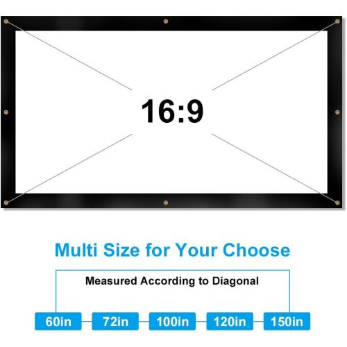  VGEBY Portable Projector Screen,16:9/4:3 Foldable HD Projector Screen Home Theater Cinema Projection Screen with Eyelets for HDTV/Sports/Movies/Presentations (Design : 16:9, Size :
