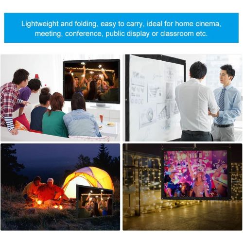  VGEBY Portable Projector Screen,16:9/4:3 Foldable HD Projector Screen Home Theater Cinema Projection Screen with Eyelets for HDTV/Sports/Movies/Presentations (Design : 16:9, Size :