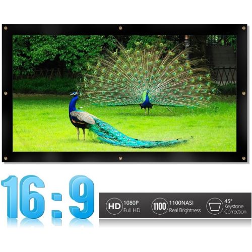  VGEBY Portable Projector Screen,16:9/4:3 Foldable HD Projector Screen Home Theater Cinema Projection Screen with Eyelets for HDTV/Sports/Movies/Presentations (Design : 16:9, Size :