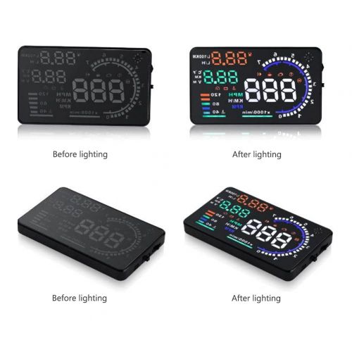  [아마존베스트]VGEBY 5.5 HUD Head Up Display Multi-Color Windshield Screen Projector Vehicle Speed, Overspeed Alarm, Display Km/h MPH, OBDII/EUOBD Interface Plug