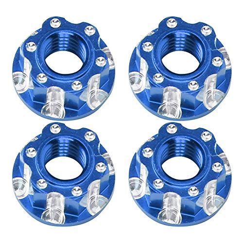  VGEBY 4pcs RC Hex Nuts, M4 Carving Hexagonal Nuts Aluminum Alloy Wheel Hex Nuts Fit for HSP Sakura D3 D4 1/10 RC Car(Dark Blue)