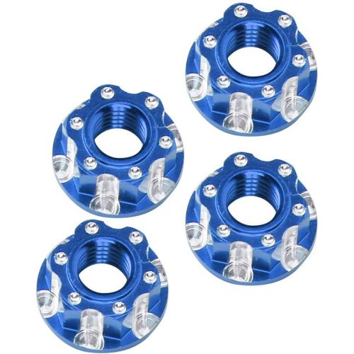  VGEBY 4pcs RC Hex Nuts, M4 Carving Hexagonal Nuts Aluminum Alloy Wheel Hex Nuts Fit for HSP Sakura D3 D4 1/10 RC Car(Dark Blue)
