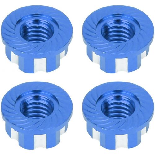  VGEBY 4pcs RC Hex Nuts, M4 Carving Hexagonal Nuts Aluminum Alloy Wheel Hex Nuts Fit for HSP Sakura D3 D4 1/10 RC Car(Dark Blue)