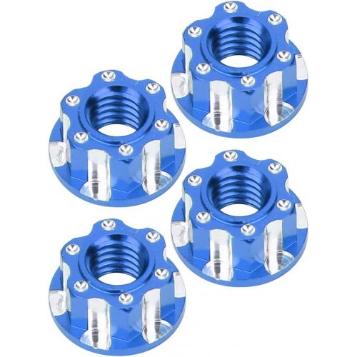  VGEBY 4pcs RC Hex Nuts, M4 Carving Hexagonal Nuts Aluminum Alloy Wheel Hex Nuts Fit for HSP Sakura D3 D4 1/10 RC Car(Dark Blue)