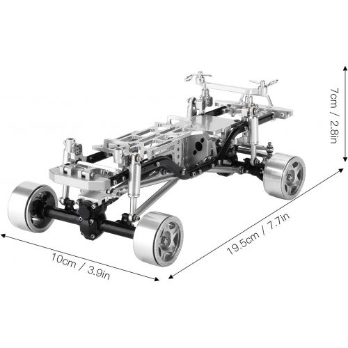  VGEBY RC Car Frame Kit, RC Car Chassis Frame Kit Aluminium Alloy RC Car Frame with Wheel Hub Suitable for 1/24 RC Car(Silver)