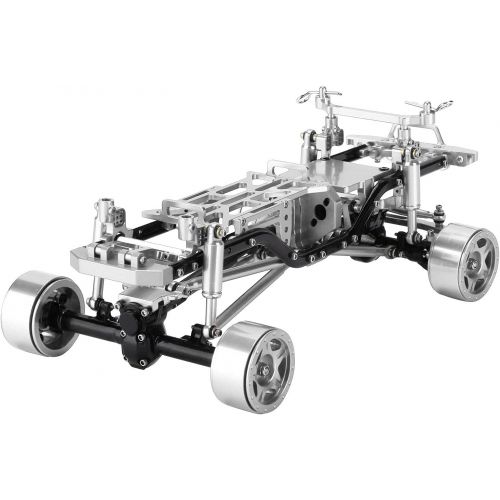  VGEBY RC Car Frame Kit, RC Car Chassis Frame Kit Aluminium Alloy RC Car Frame with Wheel Hub Suitable for 1/24 RC Car(Silver)