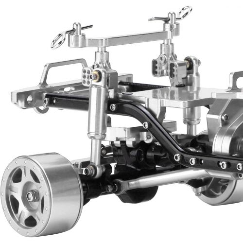  VGEBY RC Car Frame Kit, RC Car Chassis Frame Kit Aluminium Alloy RC Car Frame with Wheel Hub Suitable for 1/24 RC Car(Silver)