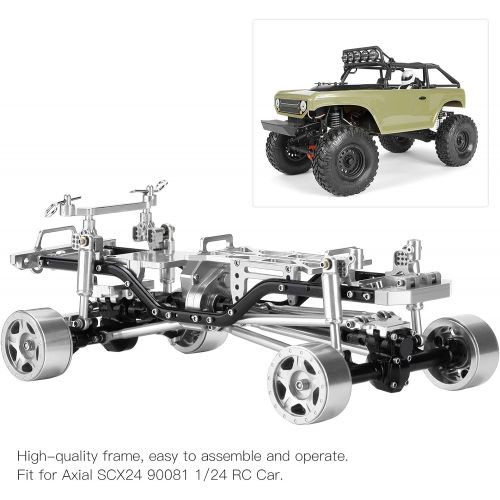  VGEBY RC Car Frame Kit, RC Car Chassis Frame Kit Aluminium Alloy RC Car Frame with Wheel Hub Suitable for 1/24 RC Car(Silver)