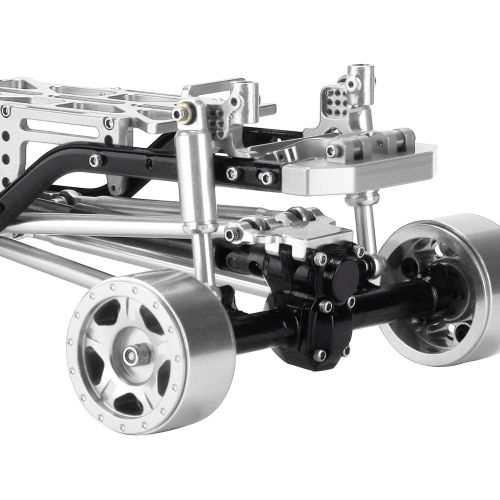  VGEBY RC Car Frame Kit, RC Car Chassis Frame Kit Aluminium Alloy RC Car Frame with Wheel Hub Suitable for 1/24 RC Car(Silver)