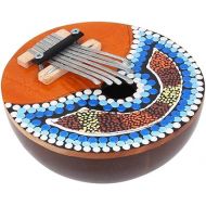 7 Key Tuneable Coconut Shell Mbira Portable Kalimba Adjustable Finger Thumb Piano Musical Instrument (Random Pattern)