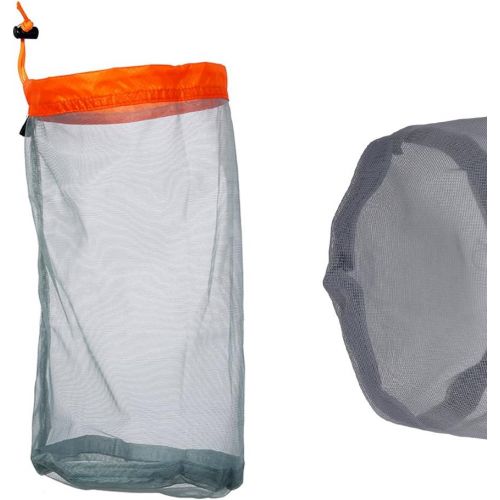  [아마존베스트]VGEBY1 Camping Mesh Storage Bag, Ultralight Nylon Drawstring Mesh Sack Stuff Storage Bag for Outdoor Travel Hiking (M-Orange )