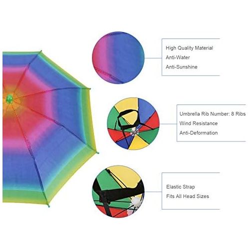  [아마존베스트]VGEBY1 Umbrella Hat, Foldable Parasol Umbrella Head Umbrella Hat for Outdoor Activities Golf Fishing Camping