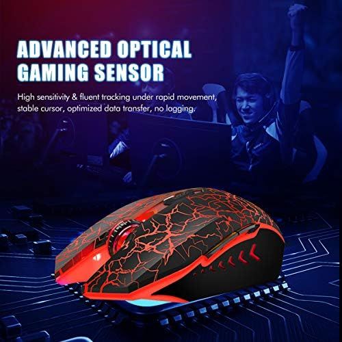  [아마존베스트]VGUARD Gaming Mouse, Wired High Precision Optical Professional Wired Gaming Mouse with 6 Buttons / 7 Modes LED Design for Pro Gamer - Black