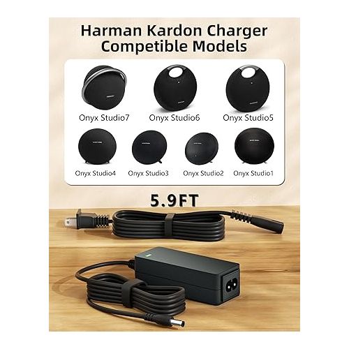  for Harman Kardon Charger Onyx Studio 7 6 5 4 3 2 1 Wireless Bluetooth Speaker Replacement Harmon Kardon Charger 19V AC Power Cord Supply【10 FT】 VHBW