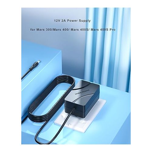  VHBW 12V 2A Power Supply Replacement for Hollyland Mars 300/Mars 400/ Mars 400S/ Mars 400S Pro Wireless Video Transmission System