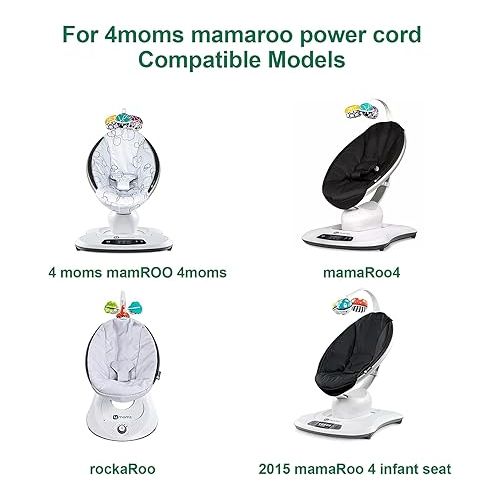  VHBW for 4moms mamaRoo Power Cord for 2/4 Infant Seat Charger, 2015 mamaRoo Infant Seat Bouncer, rockaRoo Baby Swing, OH-1048B1203000U Replacement mamaroo 12V AC Power Cord