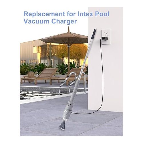  Replacement for Intex Pool Vacuum Charger Compatible with Intex 28620 28620E 28620EP CL1704 12269 Handheld Rechargeable Pool Vacuum Power Cord, UL Listed Swimming SPA Pool Vacuum Power Supply Charger