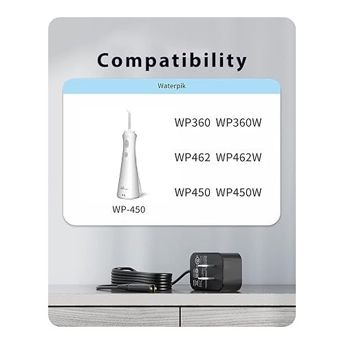  VHBW for Waterpik Replacement Charger, Compatible with Waterpik WP360 WP360W WP462 WP462W WP450 WP450W Water flosser Power Cord