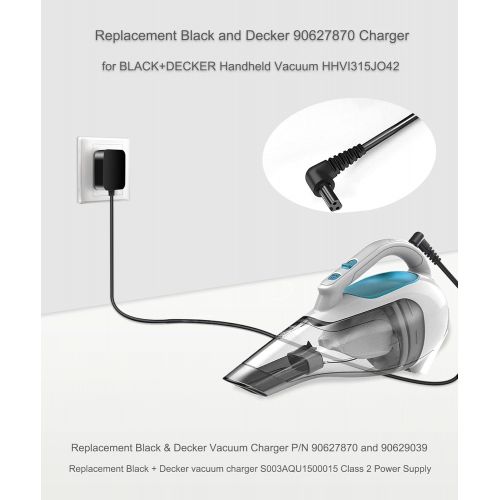  VHBW 15V Charger for Black and Decker 90627870 S003AQU1500015 Dusbuster Handheld Vacuum HHVI315JO42 HFVB315J22 HFVB320J27 Black + Decker Vacuum Charger 90629039 (UL Listed)