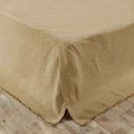VHC Brands Classic Country Farmhouse Burlap Natural Tan Fringed Bed Skirt, Twin