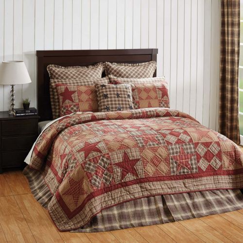  Ashton & Willow Khaki Tan Rustic & Lodge Bedding Brickston Cotton Pre-Washed Star Queen Quilt