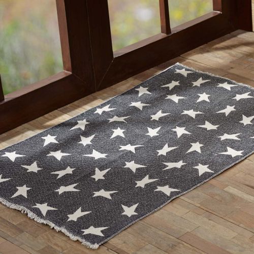  VHC Brands 20460 Flooring Primitive Star Black Rug 18 x 26