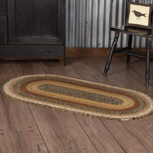  VHC Brands 10113 Primitive Flooring Prim Grove Jute Oval 27x48 Rug, Plain