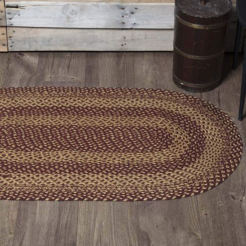  VHC Brands Classic Country Primitive Flooring - Burgundy Tan Jute Red Rug, 23 x 4